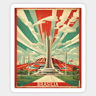 Brasilia Brazil Vintage Tourism Travel Poster Sticker